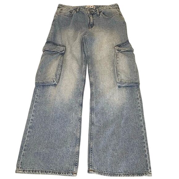 S.O.N.G. Cargo Jeans Women's 11/30 | Light Wash Wide Leg High Rise Utility Denim - Picture 1 of 9